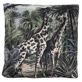 Černý sametový polštář s výplní Giraffes - 45*45cm KG023.044