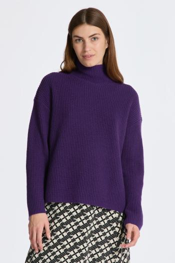 SVETR GANT WOOL RIBBED STAND COLLAR PANSY PURPLE