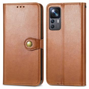 LEATHER BUCKLE Peňaženkový obal Xiaomi 12T / 12T Pro hnedý