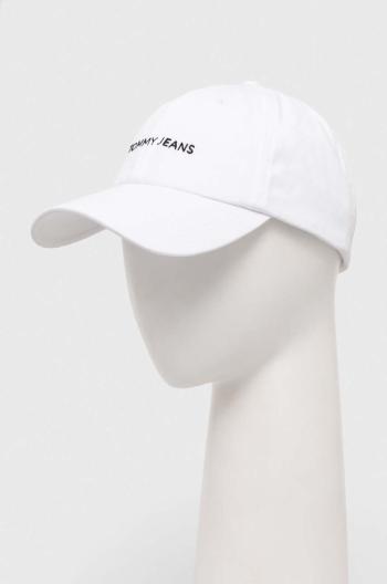 Bavlněná baseballová čepice Tommy Jeans bílá barva, AM0AM12024