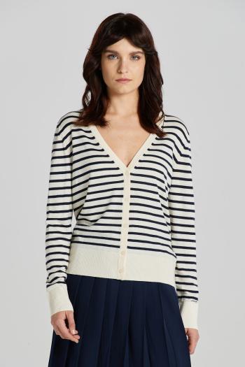 KARDIGAN GANT FINE KNIT STRIPED CARDIGAN CREAM