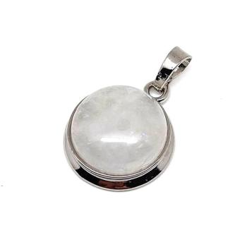 Kerek medál fém Hegyikristály 2cm