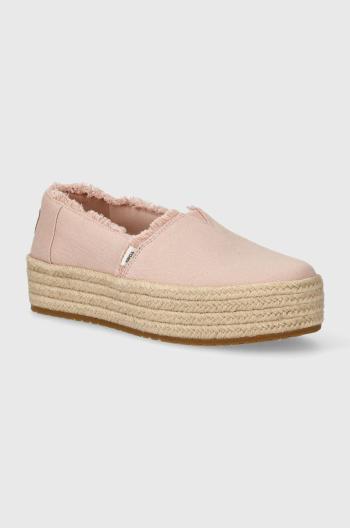 Espadrilky Toms Valencia růžová barva, na platformě, 10020698