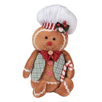 Hnědá vánoční plyšová dekorace Perníček Gingerbread - 19*14*35 cm 65583