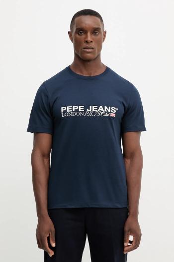 Bavlnené tričko Pepe Jeans pánske, tmavomodrá farba, s potlačou, PM5010104