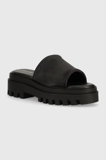 Pantofle Calvin Klein Jeans TOOTHY COMBAT SANDAL IN DC dámské, černá barva, na platformě, YW0YW01339