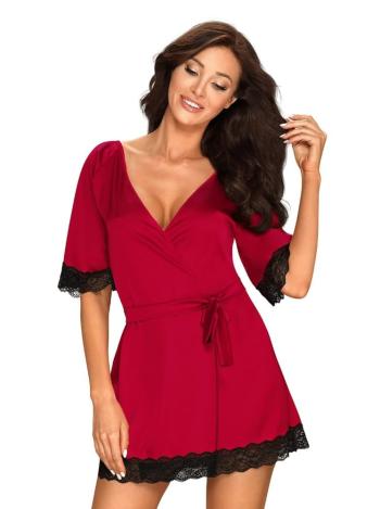 Elegantní župan Sensuelia peignoir red - Obsessive XXL Červená