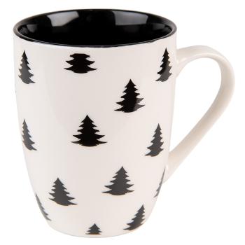 Bílo-černý porcelánový hrnek se stromky Black&White X-Mas - 12*8*10 cm / 300 ml BWXMU