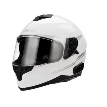 Moto přilba s integrovaným headsetem SENA Outride Shine White  L (59-60)  lesklá bílá