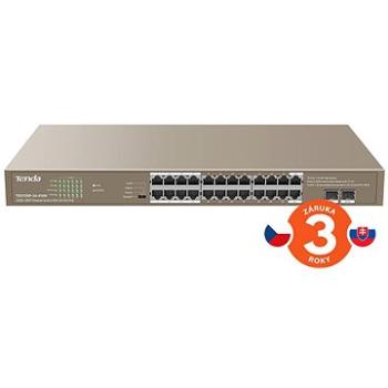 Tenda TEG1126P-24-410W 24x PoE AF/AT Gigabit Switch + 2x SFP, PoE celkem 370W, VLAN, ochrana proti p (TEG1126P-24-410W)