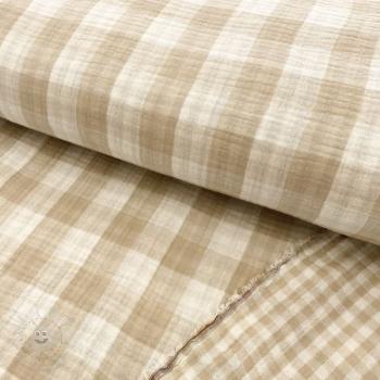 Dvojitá gázovina/mušelín Double sided CHECKS MINI beige