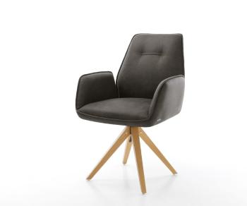 Otočná židle Zoa-Flex antracitová vintage mikrovlákno dřevěná