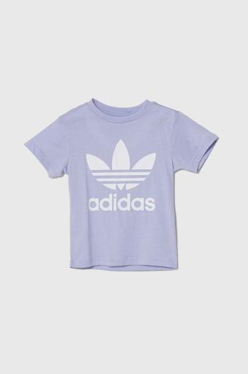 Dětské bavlněné tričko adidas Originals fialová barva