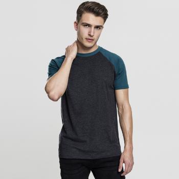 Pánské tričko Urban Classics Raglan Contrast Tee charcoal/teal - 2XL