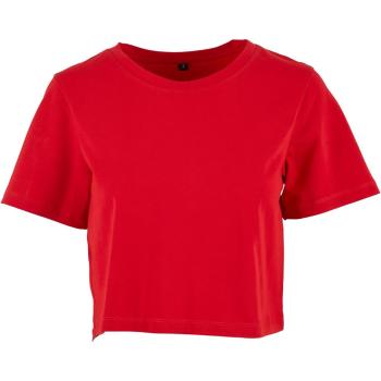Build Your Brand Dámske crop top tričko s krátkym rukávom - Červená | L