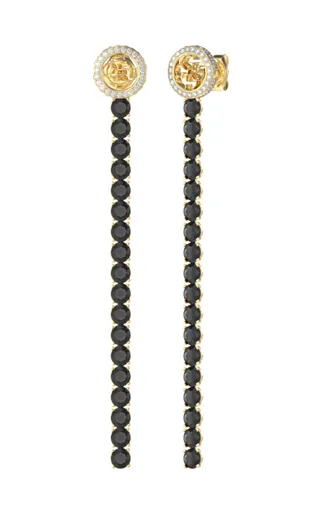 Guess Výrazné pozlacené náušnice s černými krystaly Paradise JUBE05144JWYGBKT/U