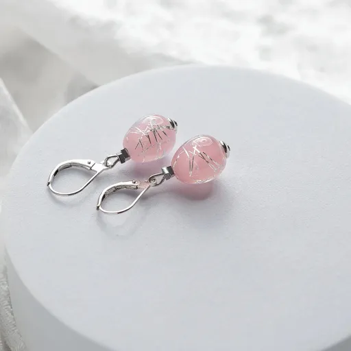 Lampglas Náušnice Soft Pink Nude s ryzím stříbrem ENM5/AG/RHO