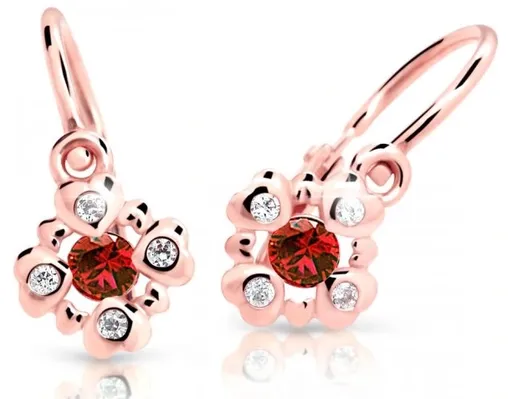 Cutie Jewellery Třpytivé dětské náušnice z růžového zlata C2253-10-X-4 červená