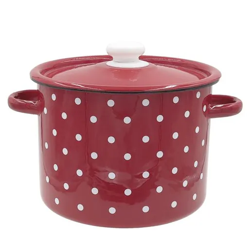 TORO Smaltovaný hrnec s poklicí 5,5l puntíky