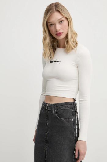 Tričko s dlouhým rukávem Karl Lagerfeld Jeans béžová barva, A1W17037