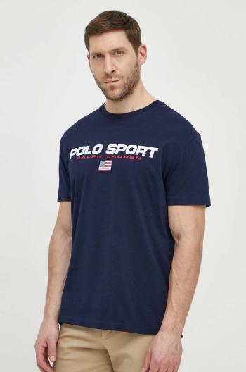 Bavlněné tričko Polo Ralph Lauren tmavomodrá barva, s potiskem, 710750444