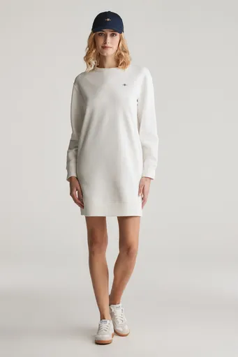 MIKINOVÉ ŠATY GANT SHIELD C-NECK SWEAT DRESS EGGSHELL
