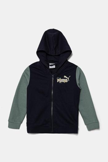 Detská mikina Puma SANDY ADVENTURES Hoodie Full-Zip TR tmavomodrá farba, s kapucňou, s potlačou, 685158