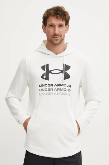 Tréningová mikina Under Armour Rival biela farba, s kapucňou, s potlačou, 1386047