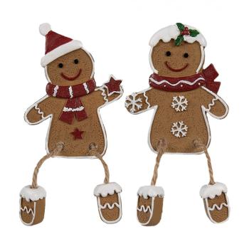 Vánoční dekorace perníčci Gingerbread - 7*2*13/6*2*12 cm 6PR4196