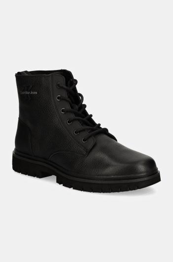 Kotníkové boty Calvin Klein Jeans EVA MID LACEUP BOOT LTH pánské, černá barva, YM0YM00751