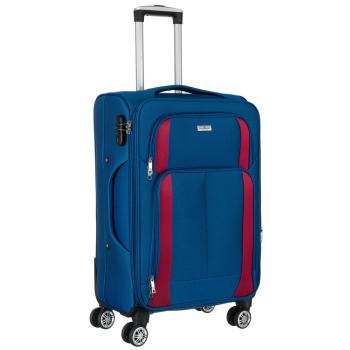 Veľký, ľahký kufor vyrobený z odolnej polyesterovej tkaniny v modrej a červenej farbe - Peterson