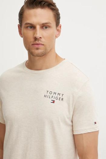 Bavlněné tričko Tommy Hilfiger béžová barva