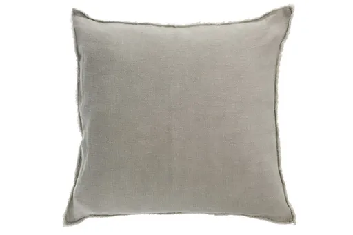 Zelený opraný lněný polštář s třásněmi Stonewashed - 45*10*45 cm 83340