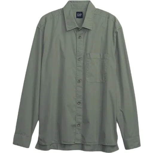 GAP GARMENT DYED TWILL Pánská košile, khaki, velikost