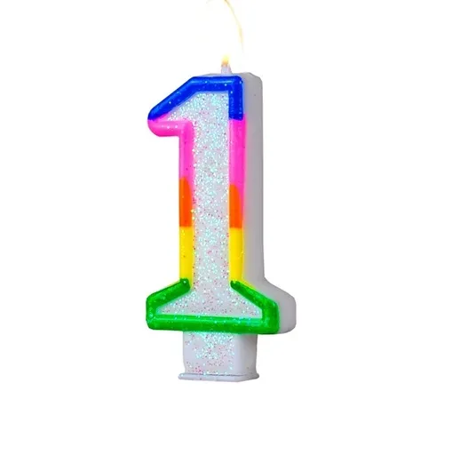 Narozeninová svíčka s perletí ve tvaru 1