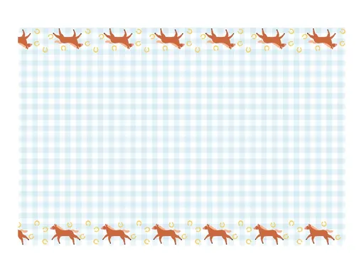 PartyDeco Papierový obrus kockovaný Koníky, 180x120 cm