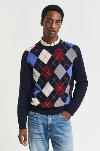SVETR GANT ARGYLE C-NECK DARK NAVY MELANGE