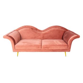 Růžová sametová sofa Evalynn - 215*73*85 cm 50563P