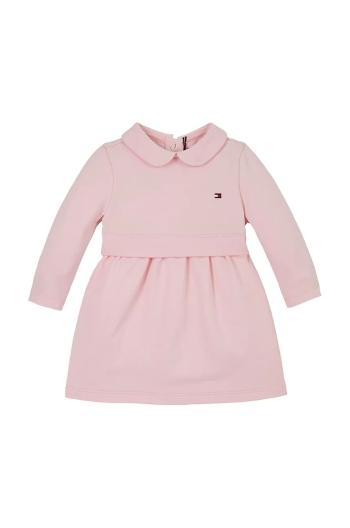 Dětské bavlněné šaty Tommy Hilfiger růžová barva, mini, KN0KN01972