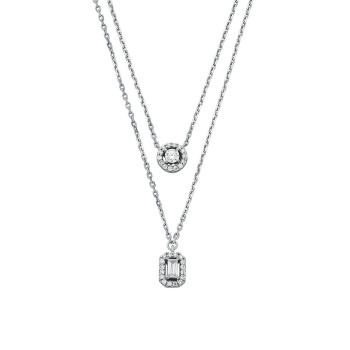 Michael Kors Slušivý dvojitý stříbrný náhrdelník Brilliance MKC1745CZ040