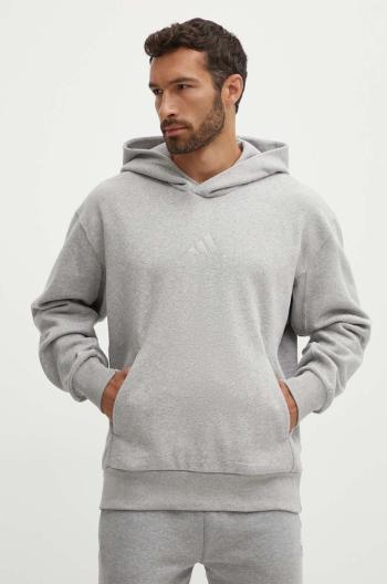 Mikina adidas All SZN pánská, šedá barva, s kapucí, melanžová, IY4123