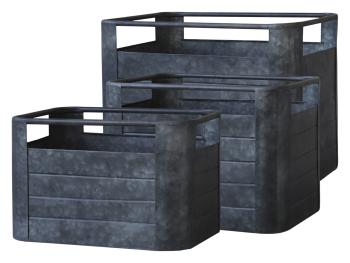 3ks plechový zinkový antik obal na květináč Planters - 40*30*30/ 32*22*21cm 65068500 (65685-00)