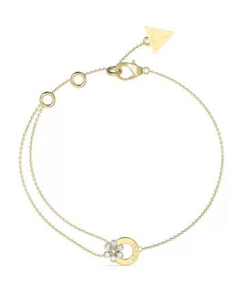 Guess Něžný pozlacený náramek s květinou Lily JUBB05111JWYG 18,4 cm