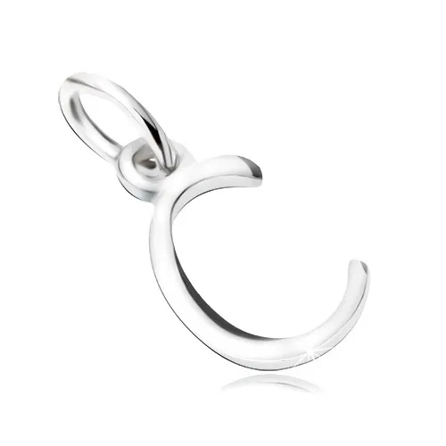 Lesklý přívěsek ze stříbra 925, hladké písmeno z abecedy "C"