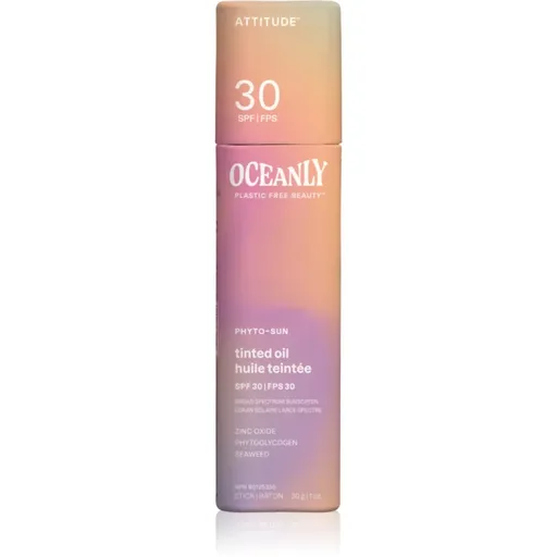 Attitude Oceanly Plastic Free Beauty vyživující olej pro sjednocení barevného tónu pleti SPF 30 30 g
