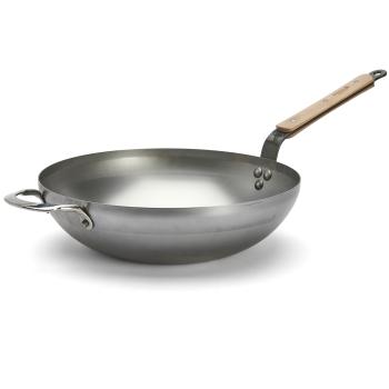 Wok MINERAL B BOIS 32 cm, stříbrná, ocel, de Buyer