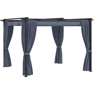 Altán se závěsy 3 x 3 m antracitový ocel (48051)