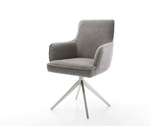 Otočná židle Heira-Flex s područkami Bouclé stříbrno-šedá