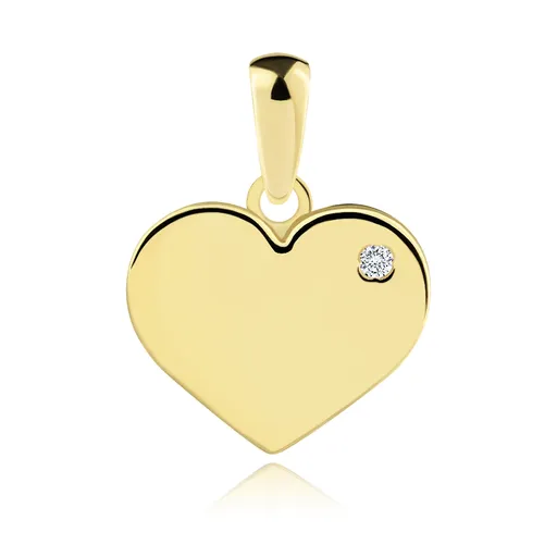 Zlatý přívěsek 14K ploché srdce s kubickými zirkony