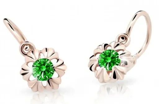 Cutie Jewellery Dětské náušnice z růžového zlata C2213-10-X-4 zelená